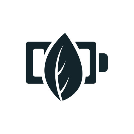Eco Charging Icon: A vector illustration in monochrome, depicted entirely filled.のイラスト素材