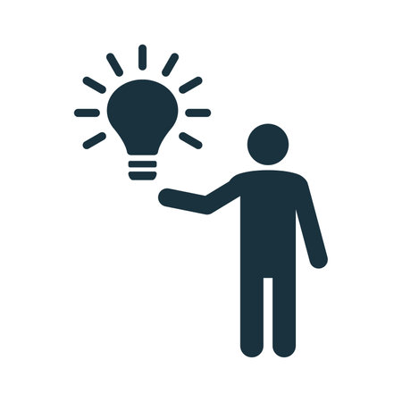 Stylized businessman holding a bright light bulb, symbolizing innovation, creativity, and new ideas in businessのイラスト素材
