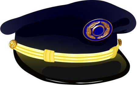 Pilots Service Cap Vector Illustration, Aviation Illustration, Pilots Cap With The Badge Isolated On Whiteのイラスト素材