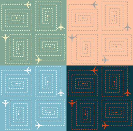 Simple Aircraft Pattern, vector seamless background, aviation backgroud pattern, airplane and radar patternのイラスト素材