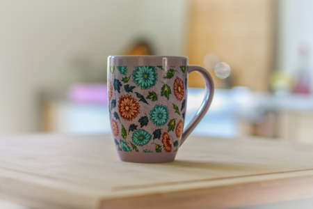 Cup with Flowers is on the tableの写真素材