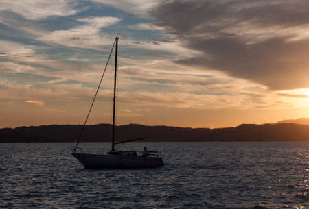 sailboat on the lakeの写真素材