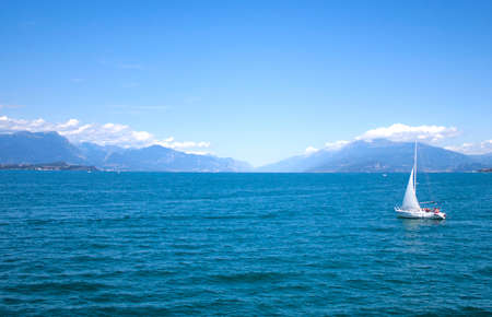 sailboat on the lakeの写真素材