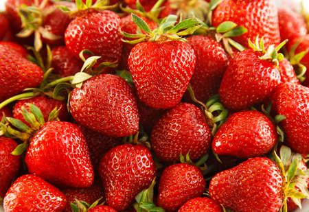 juicy strawberries close up shotの写真素材