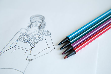 Drawing of the Christian holy man on a white paper.の写真素材