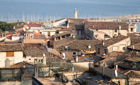 View of the roofs of the old town of Verona, Italyの写真素材