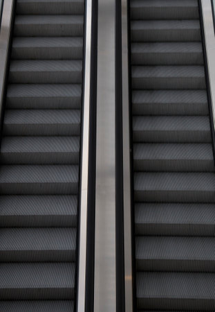 Escalators in a shopping mall, shallow depth of field.の写真素材