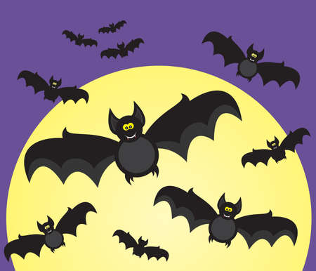 Flying vampire bats on the Eve of Halloween. Vector illustration.のイラスト素材