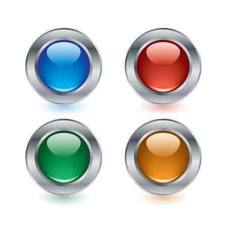 Set of four glossy buttons in different colors. Vector.のイラスト素材