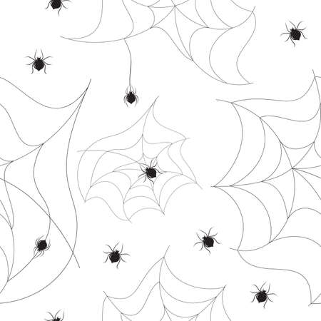  seamless background with spiders and their webs のイラスト素材