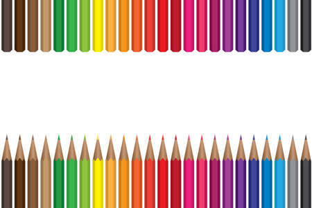 Seamless background with colored pencils of various colors.のイラスト素材