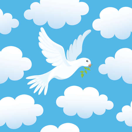  seamless background with a dove in clouds.のイラスト素材