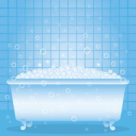 a bathtub with foam and bubbles.のイラスト素材