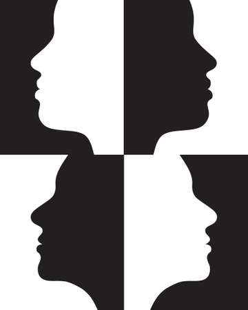 Positive and negative female silhouettes.のイラスト素材