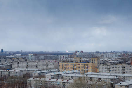 View of a gloomy cityscapeの写真素材