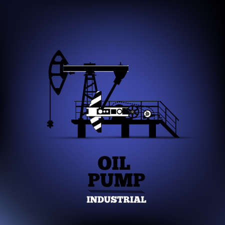 Silhouette of oil pump isolated on a blue background, vector illustrationのイラスト素材