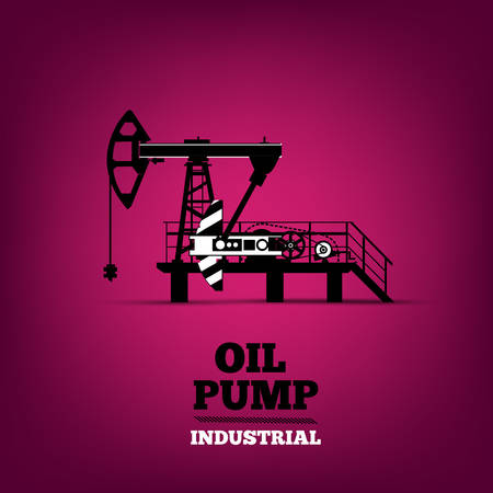 Silhouette of oil pump isolated on a pink background, vector illustrationのイラスト素材