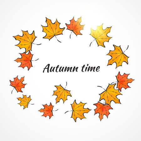 Autumn colorful leaves. Vector illustration.のイラスト素材