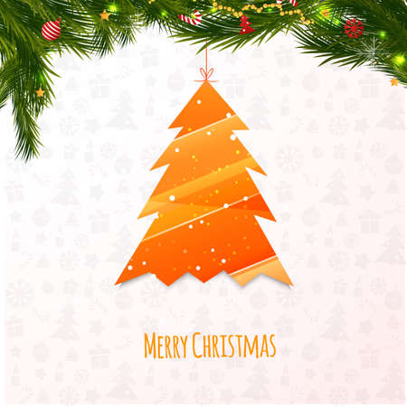 Xmas tree on pattern backgroundのイラスト素材
