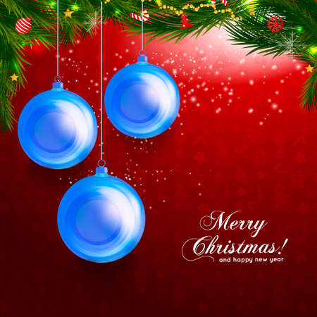 Vintage card with Christmas balls. Vector illustrationのイラスト素材