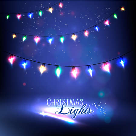 Colourful Glowing Christmas Lights. Vector illustrationのイラスト素材