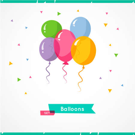 Collection of color balloons. Background with multicolored balloons.のイラスト素材