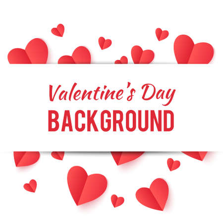 Poster with hearts. Happy Valentines Day on white background. Wallpaper for Valentines Day. Vector illustration.のイラスト素材