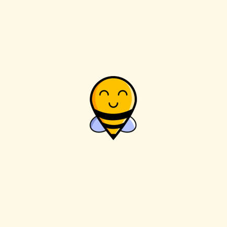 Illustration of a Friendly Cute Bee Flying and Smilingのイラスト素材