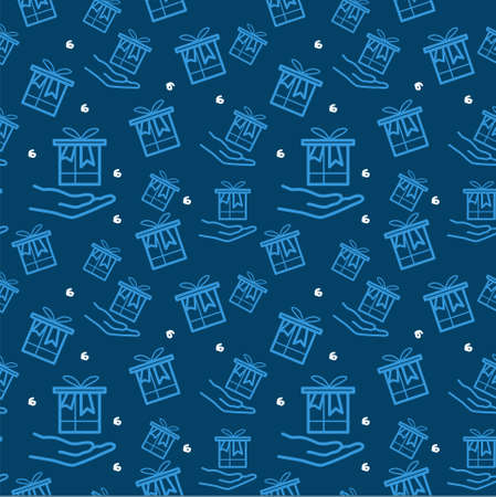 Gift Box Seamless Pattern, Present Box Vector Art Illustrationのイラスト素材