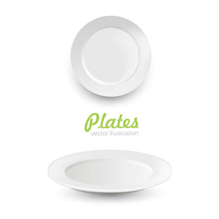 Set of empty white plateのイラスト素材