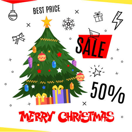 Christmas sales poster on whiteのイラスト素材