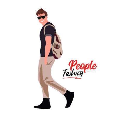 Man with sunglasses walking vector illustrationのイラスト素材