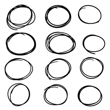 Circle black hand drawn vector illustrationのイラスト素材