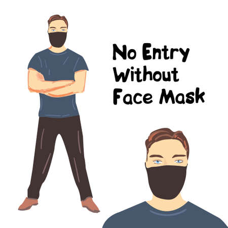 No Entry Without Face Mask. Hand drawn.のイラスト素材