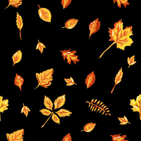 Seamless pattern. Vector illustration. Autumn leavesのイラスト素材