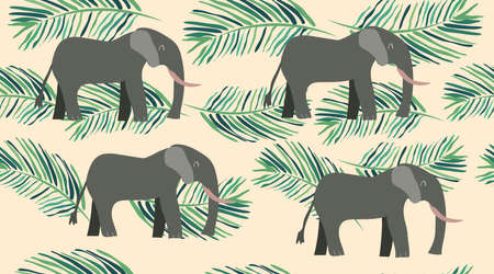Jungle elephant seamless patternのイラスト素材