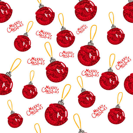 Decorative christmas ball. Vector illustration. Set. Seamless pattern. Merry christmas