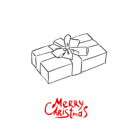 Christmas gift hand drawn. Vector illustrationのイラスト素材