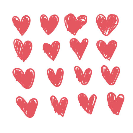 Doodle hearts, hand drawn love heart collection.のイラスト素材