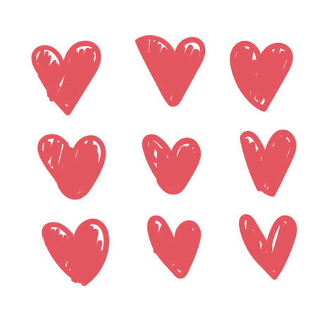 Doodle hearts, hand drawn love heart collection.のイラスト素材