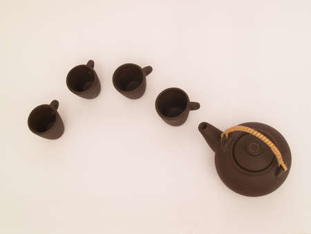 Oriental teapot with cupsの写真素材