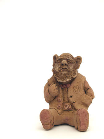 Ceramic gnome on white background  の写真素材