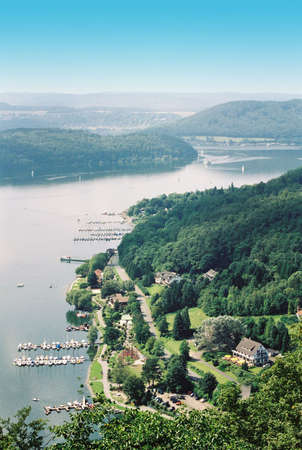Edersee lake and Waldeck country aerialの写真素材