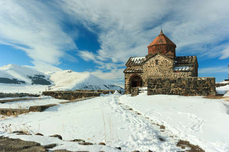 Sevanavank monastery in winterの写真素材