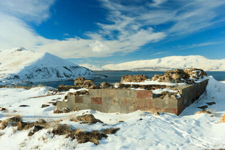 Sevanavank monastery in winterの写真素材