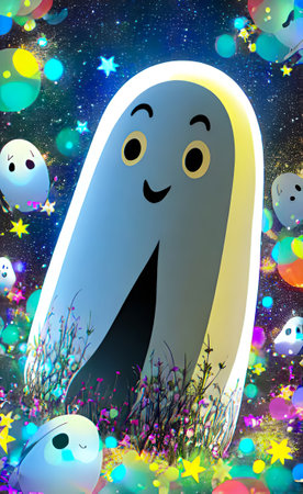ghosts in the night starry sky 3d-illustrationの写真素材