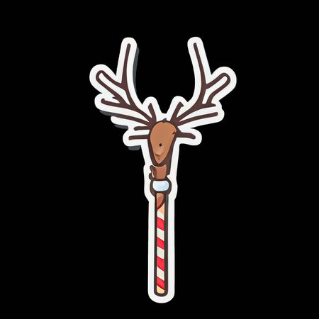 Christmas reindeer stick icon. Vector illustration. Isolated on black background.の写真素材