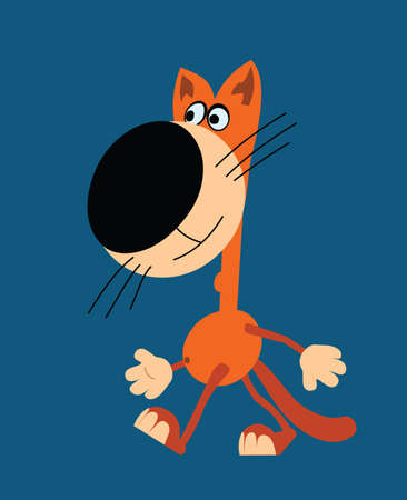 Orange cat is going to the right. This cartoon character is isolated on white background.のイラスト素材