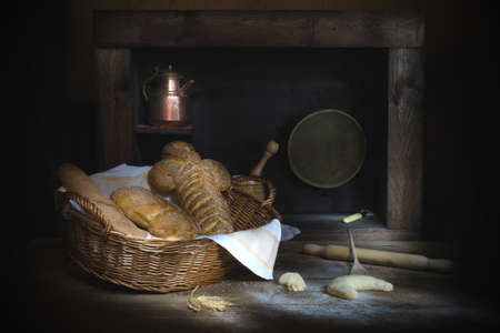Variety of bread from an old oven.