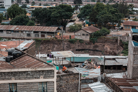 View of the construction site of a new building in Kathmandu in the afternoonの写真素材